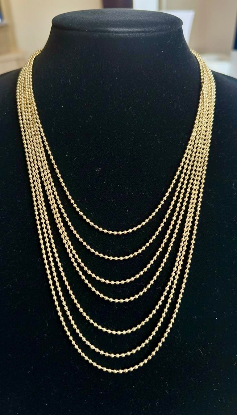 Gold Seven-Layer Ball Chain Drape Necklace