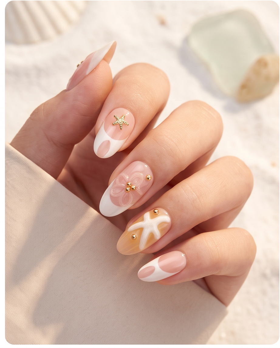 Ocean Dream press-on nails on display card