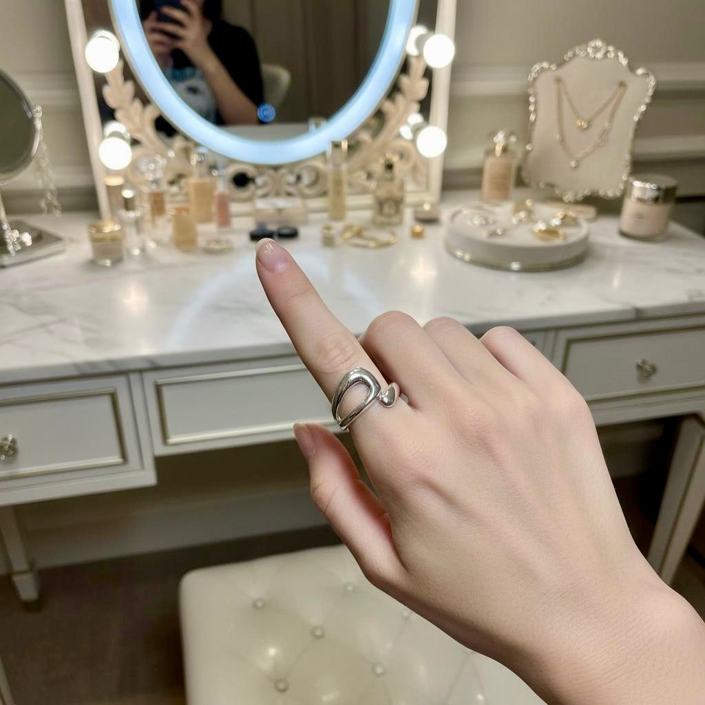 Silver S925 Sculptural Adjustable Snake Ring