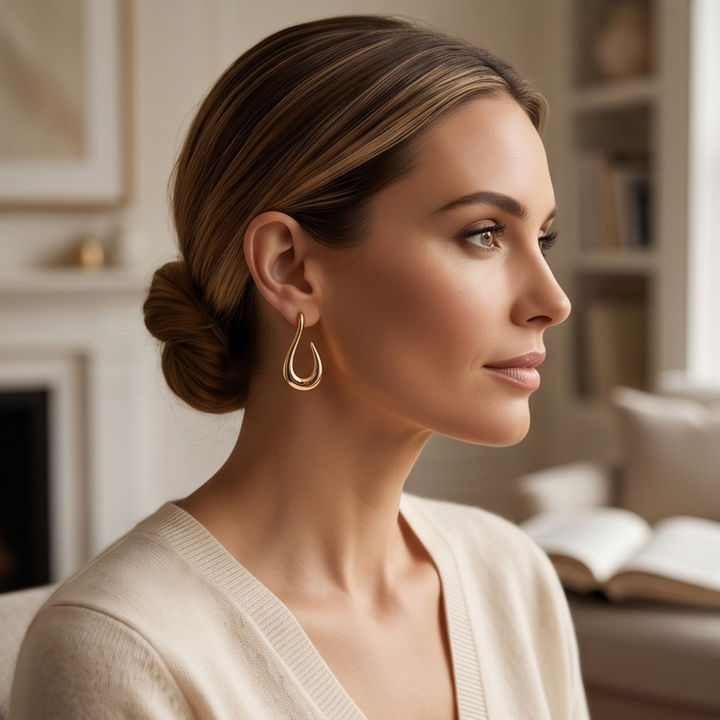 Gold Chunky Hook Drop Earrings — gift box presentation