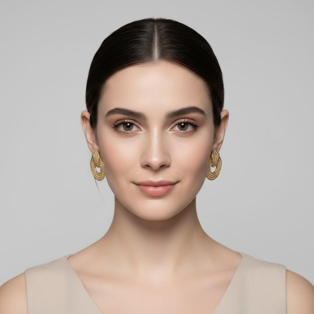 Gold Twisted Rope Knot Stud Earrings