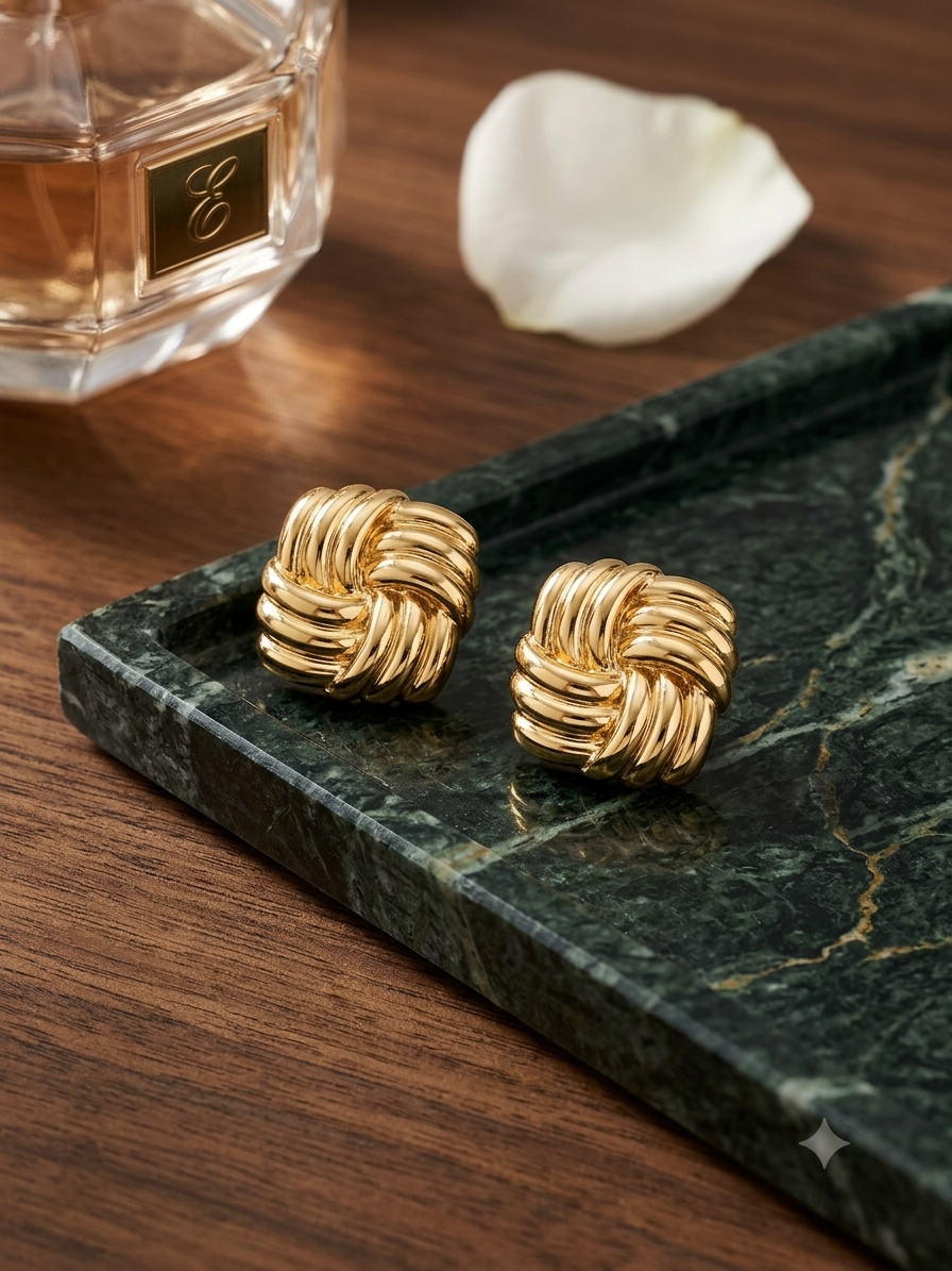 Gold Knot Stud Earrings