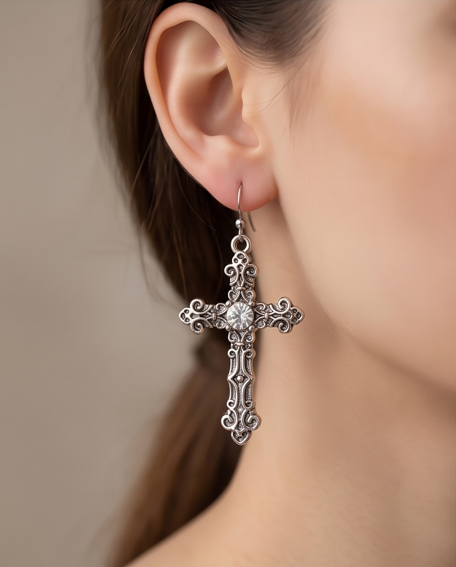 Macro detail of scrollwork filigree and solitaire crystal centre
