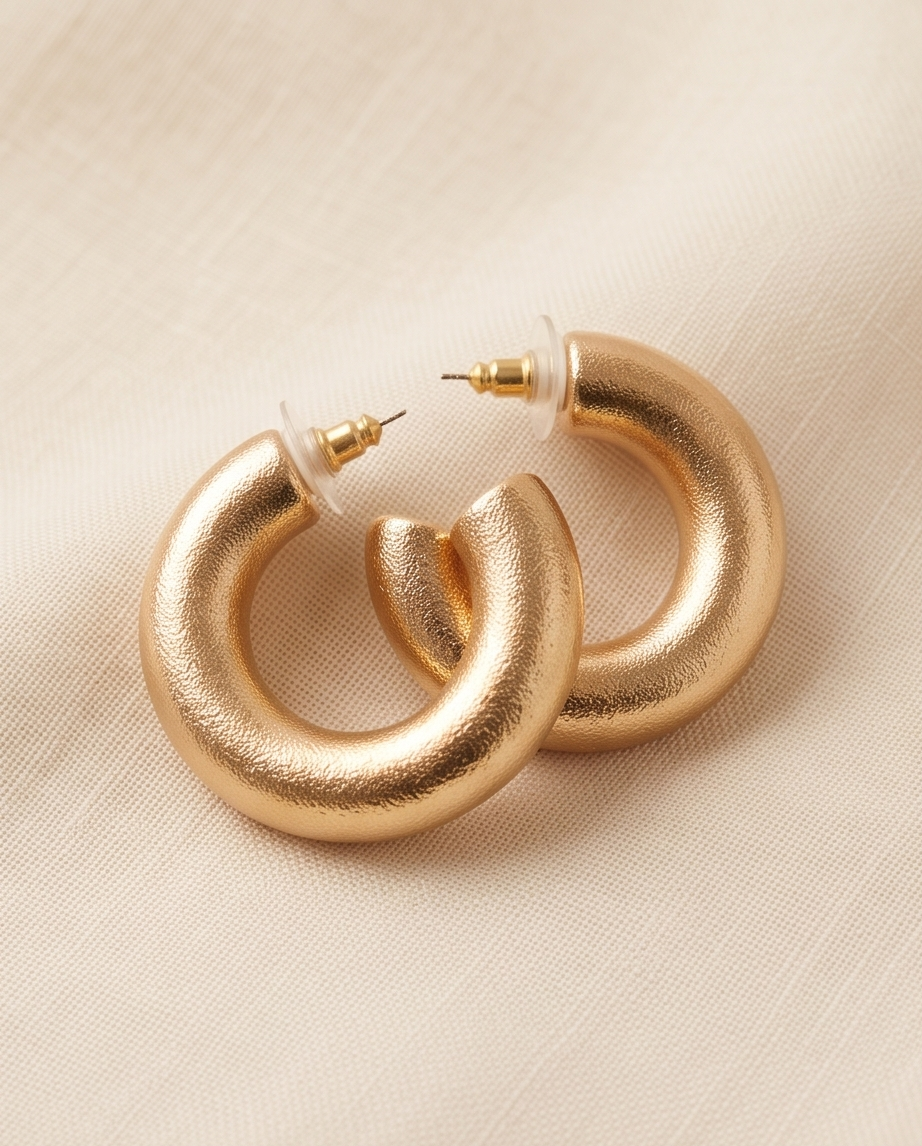 Gold Chunky Textured Hoop Earrings