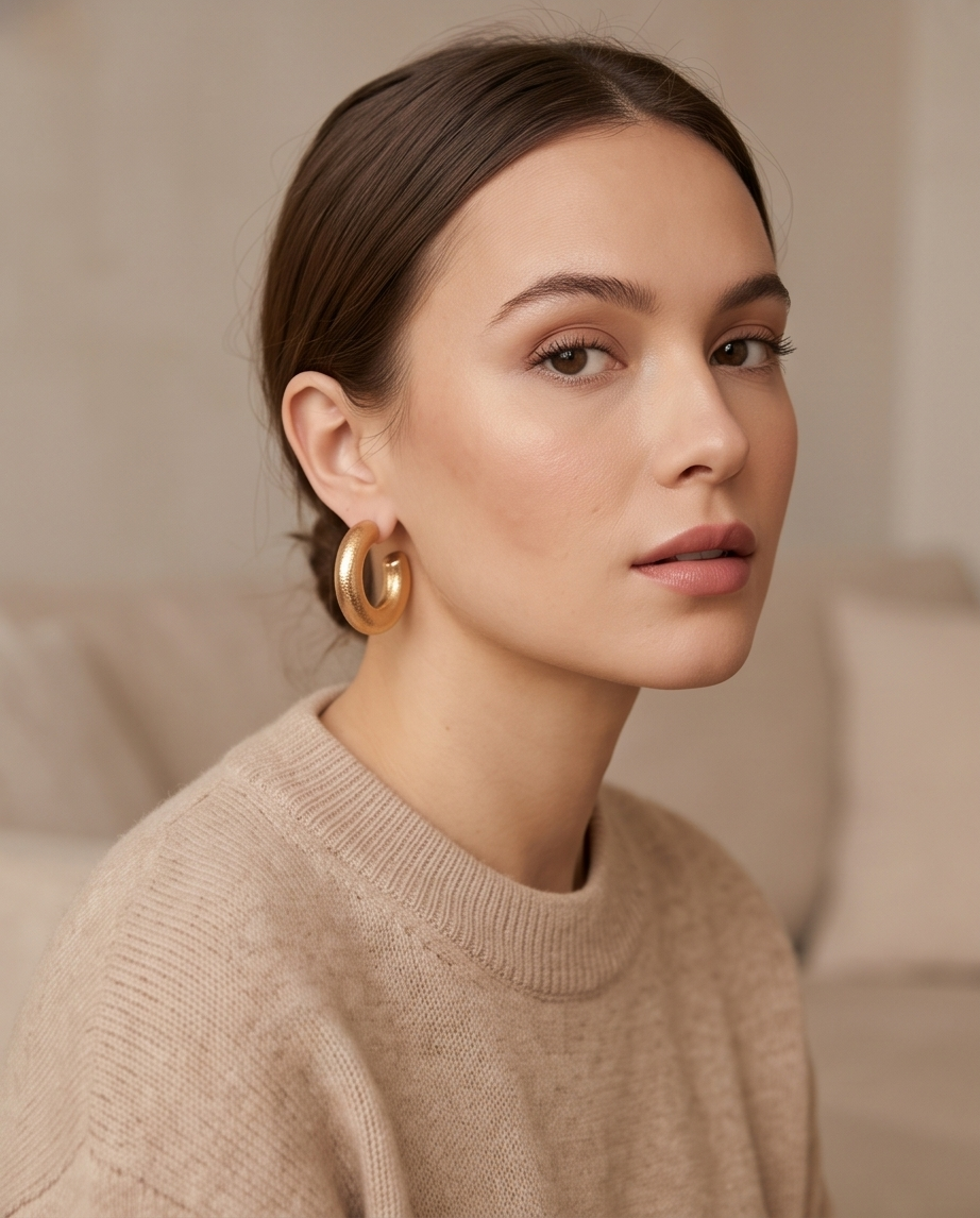 Gold Chunky Textured Hoop Earrings