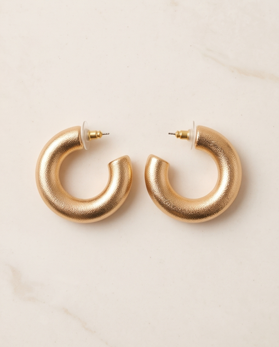 Gold Chunky Textured Hoop Earrings