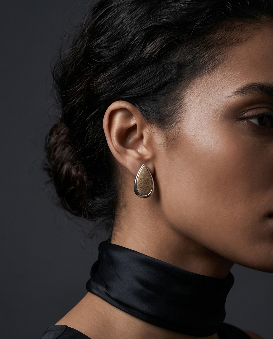 Gold & Silver Two-Tone Teardrop Stud Earrings
