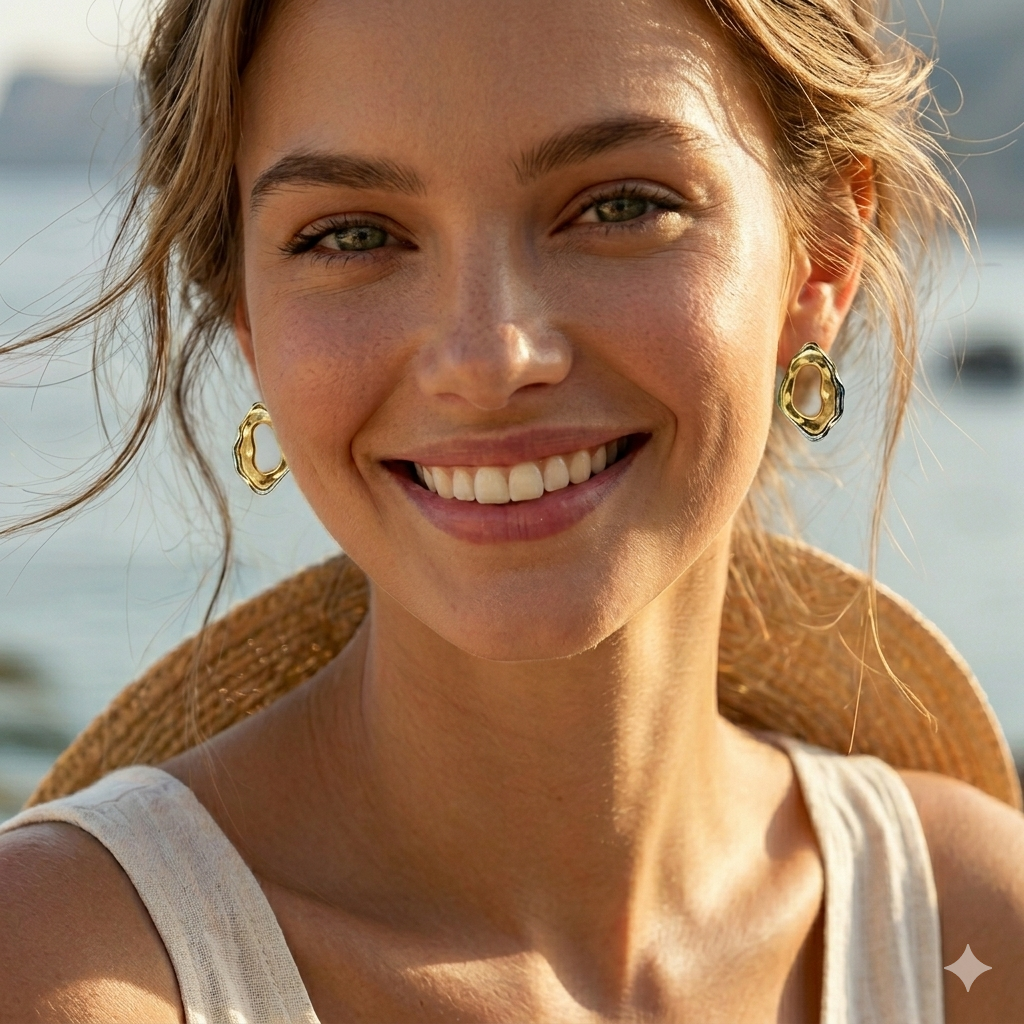 Gold Molten Hoop Earrings