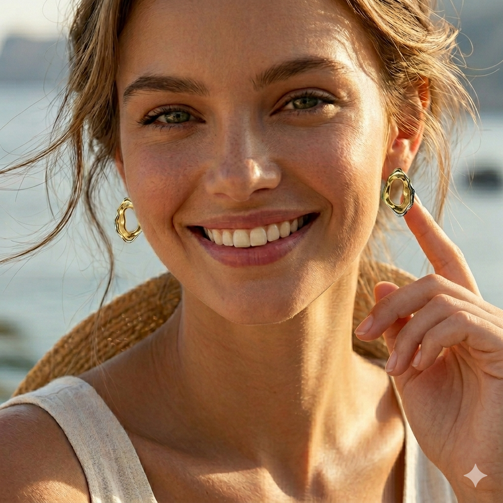 Gold Molten Hoop Earrings
