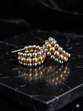 Two-Tone Beaded Chunky Hoop Earrings — Silver & Gold