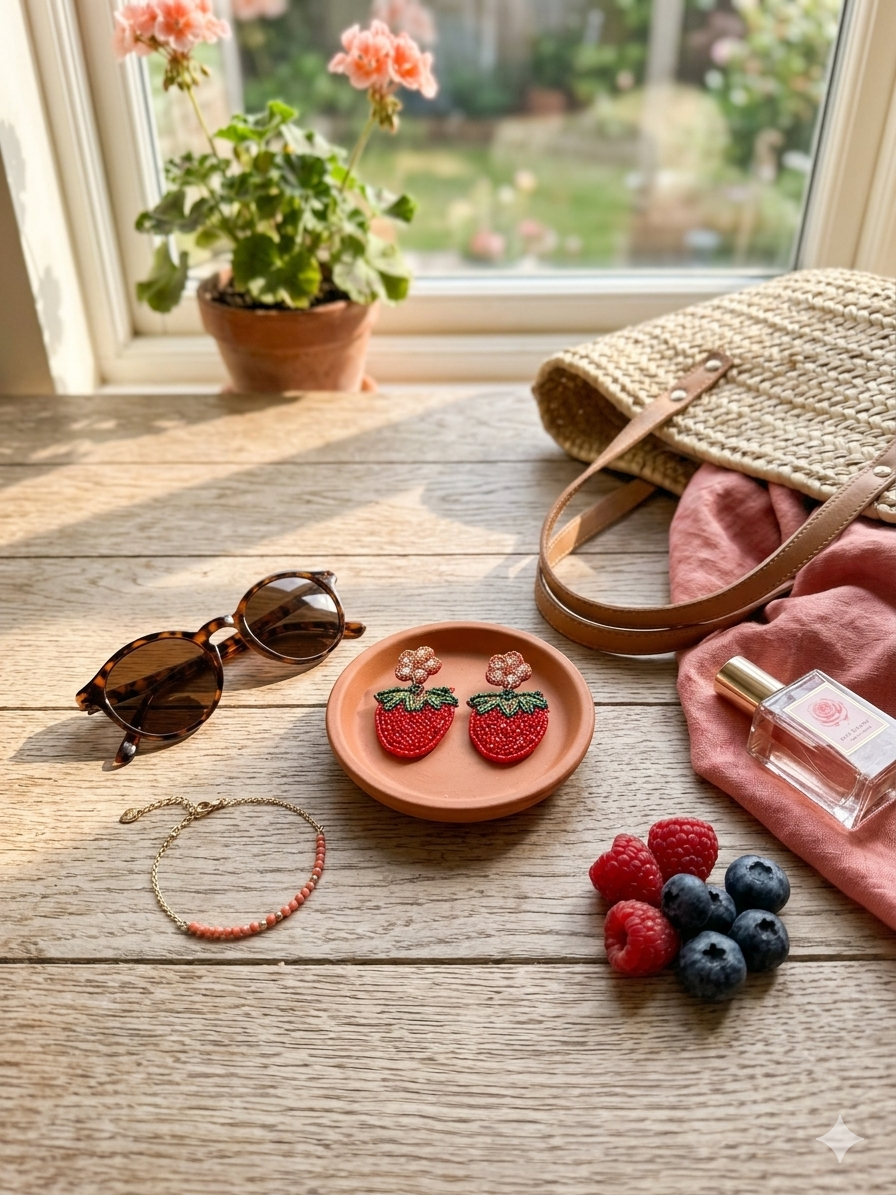 Strawberry Beaded Drop Earrings