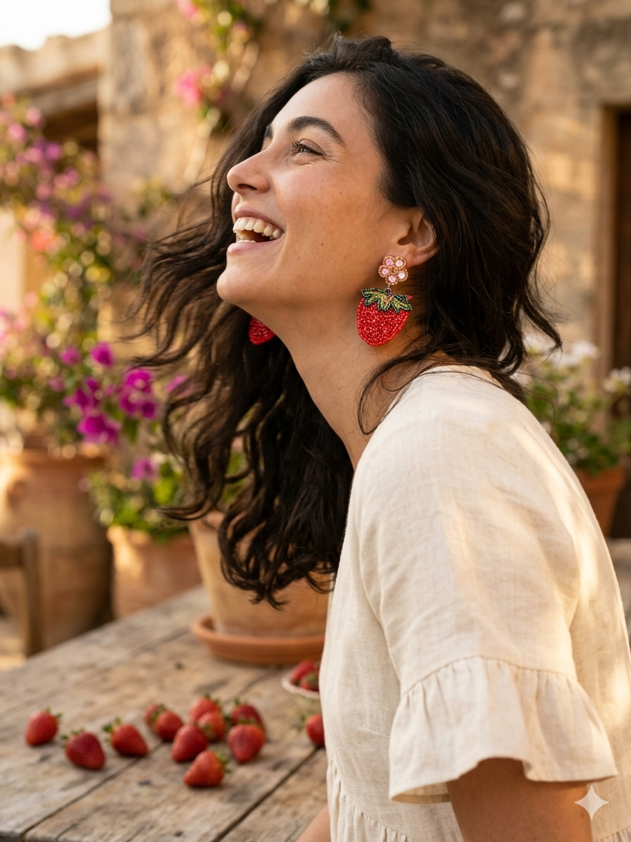 Strawberry Beaded Drop Earrings