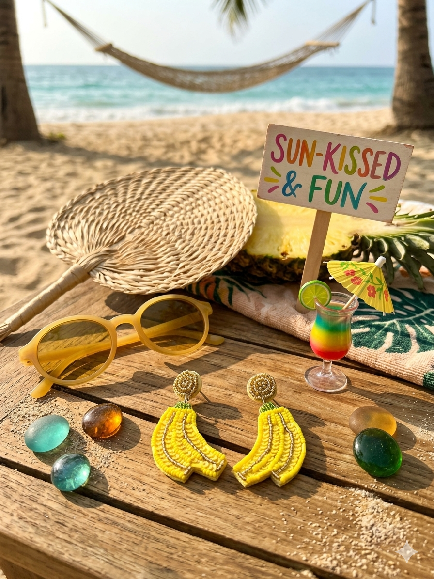 Banana Beaded Drop Earrings