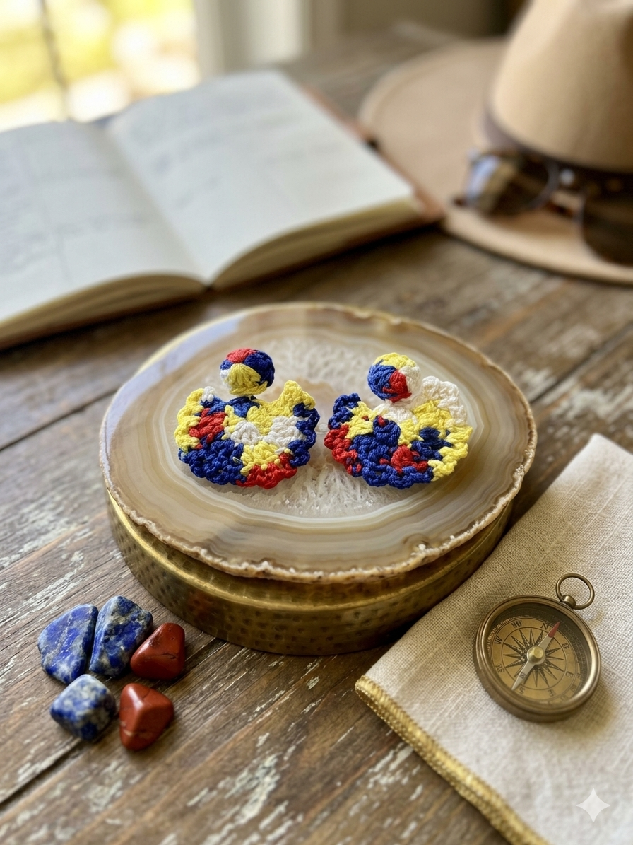Multicolour Crochet Pin Earrings