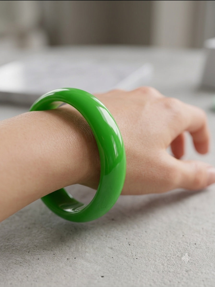 Jade Green Gloss Bangle Bracelet
