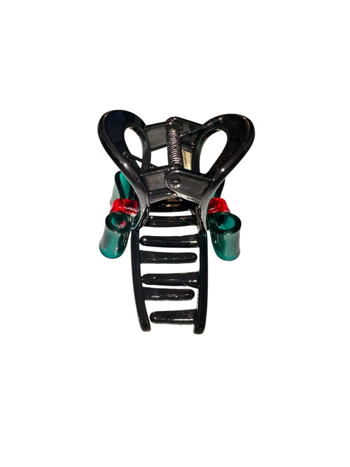 Black Open-Frame Teal Bow Hair Claw Clip