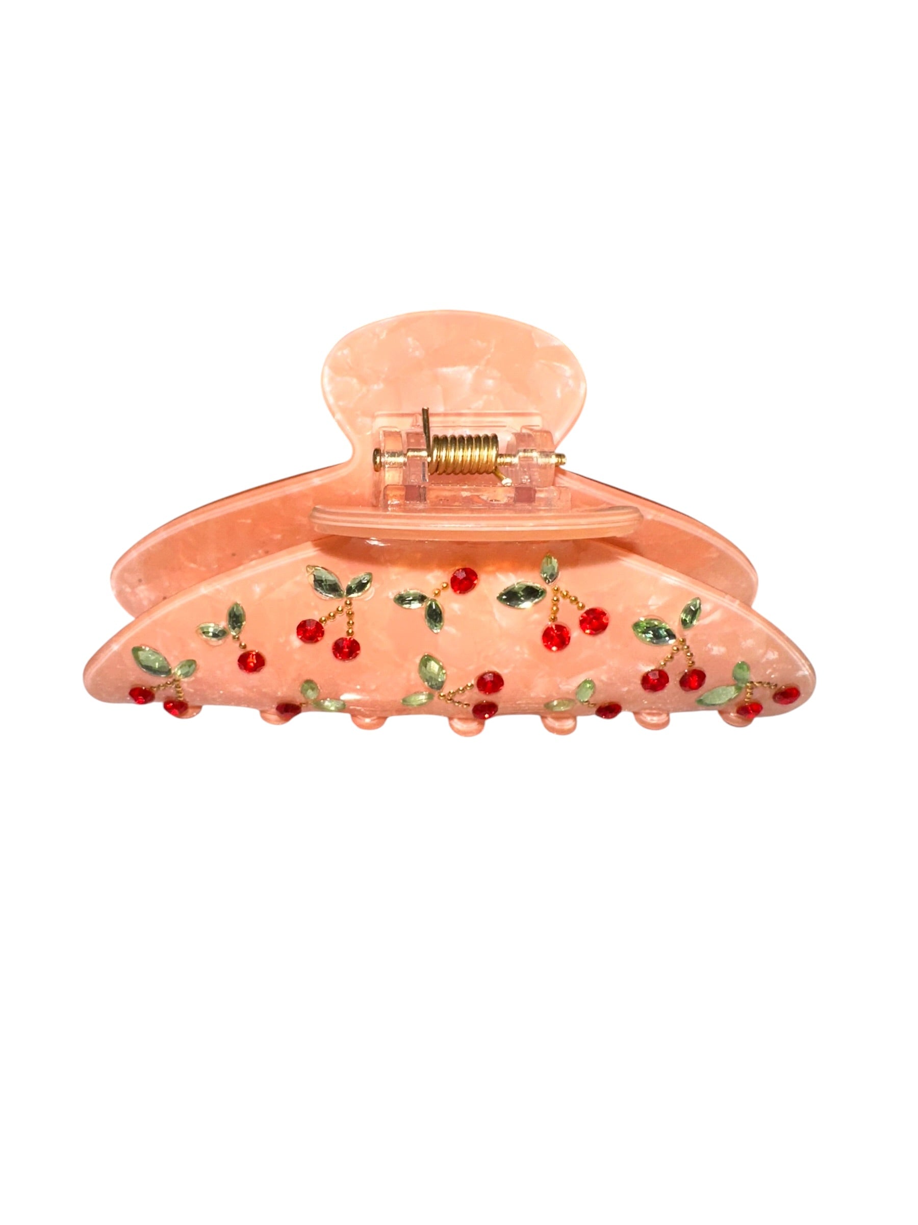 Blush Cherry Rhinestone Hair Claw Clip