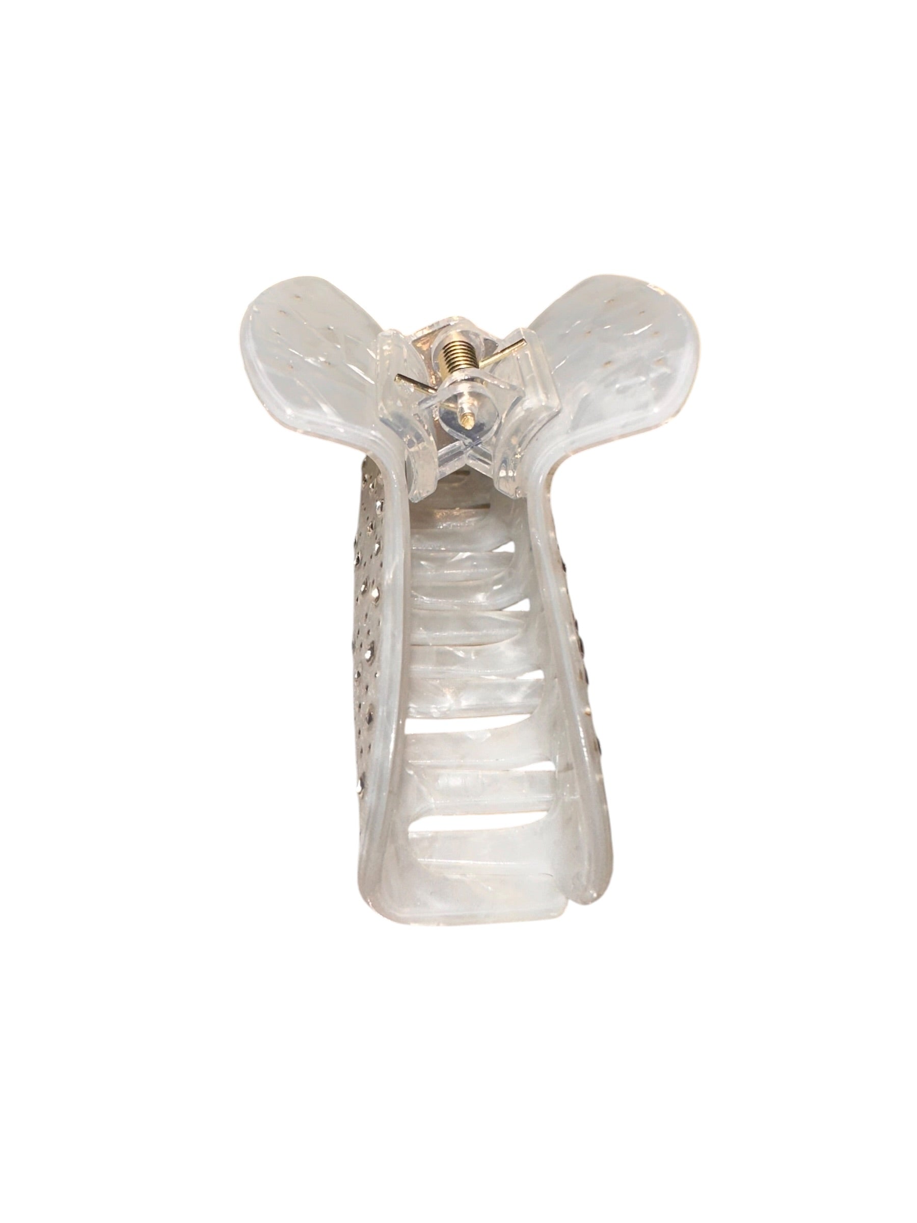 Clear hair clip on a white background