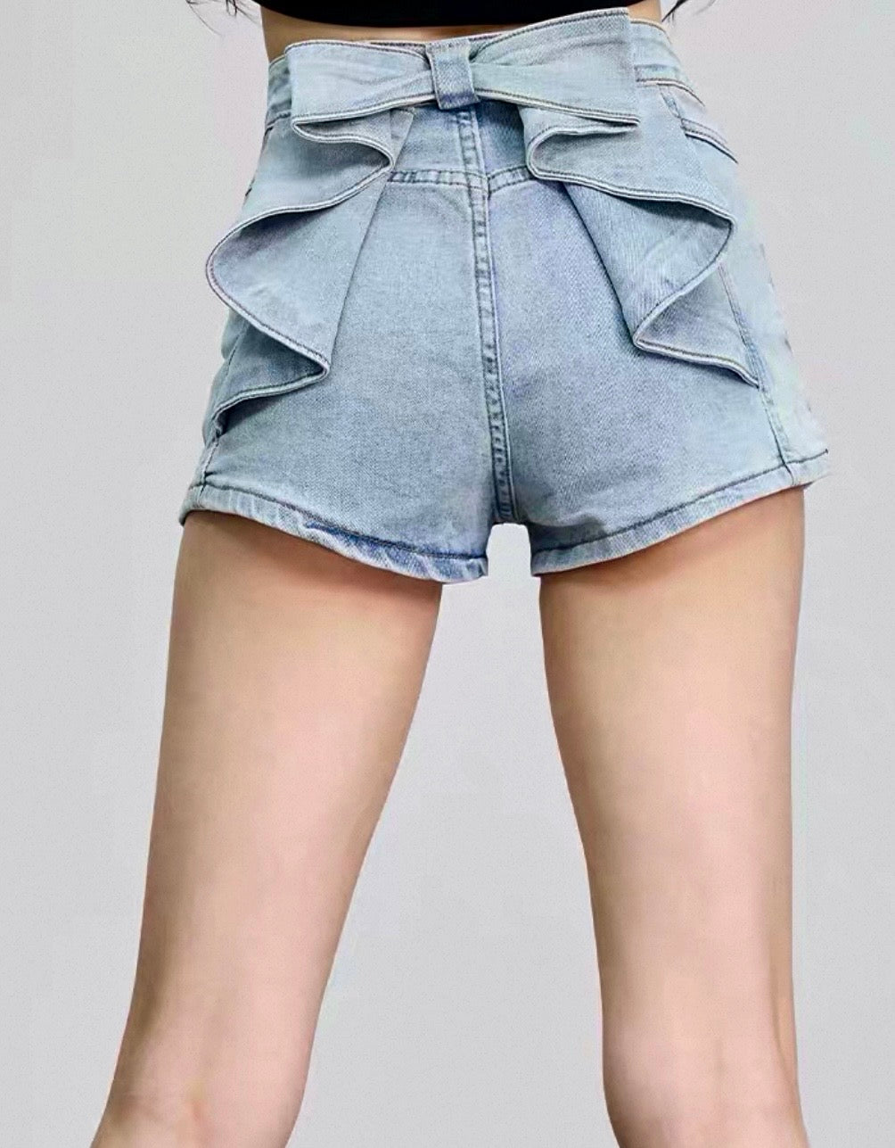 Bow-Detail Denim Shorts