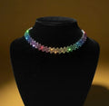 Rainbow Crystal Flower Choker Necklace