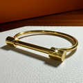 Gold Screw Bar Bangle Bracelet