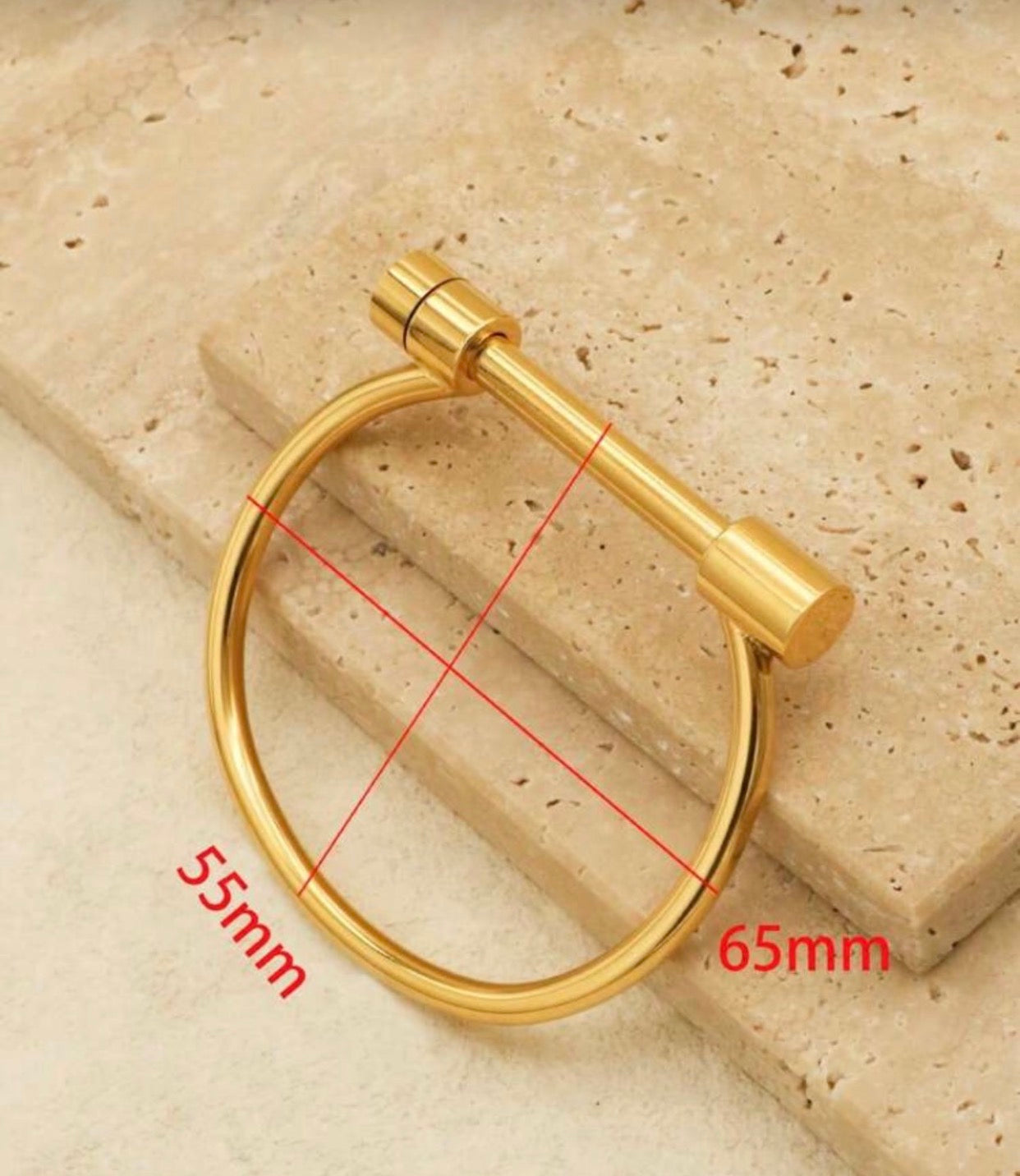 Gold Screw Bar Bangle Bracelet