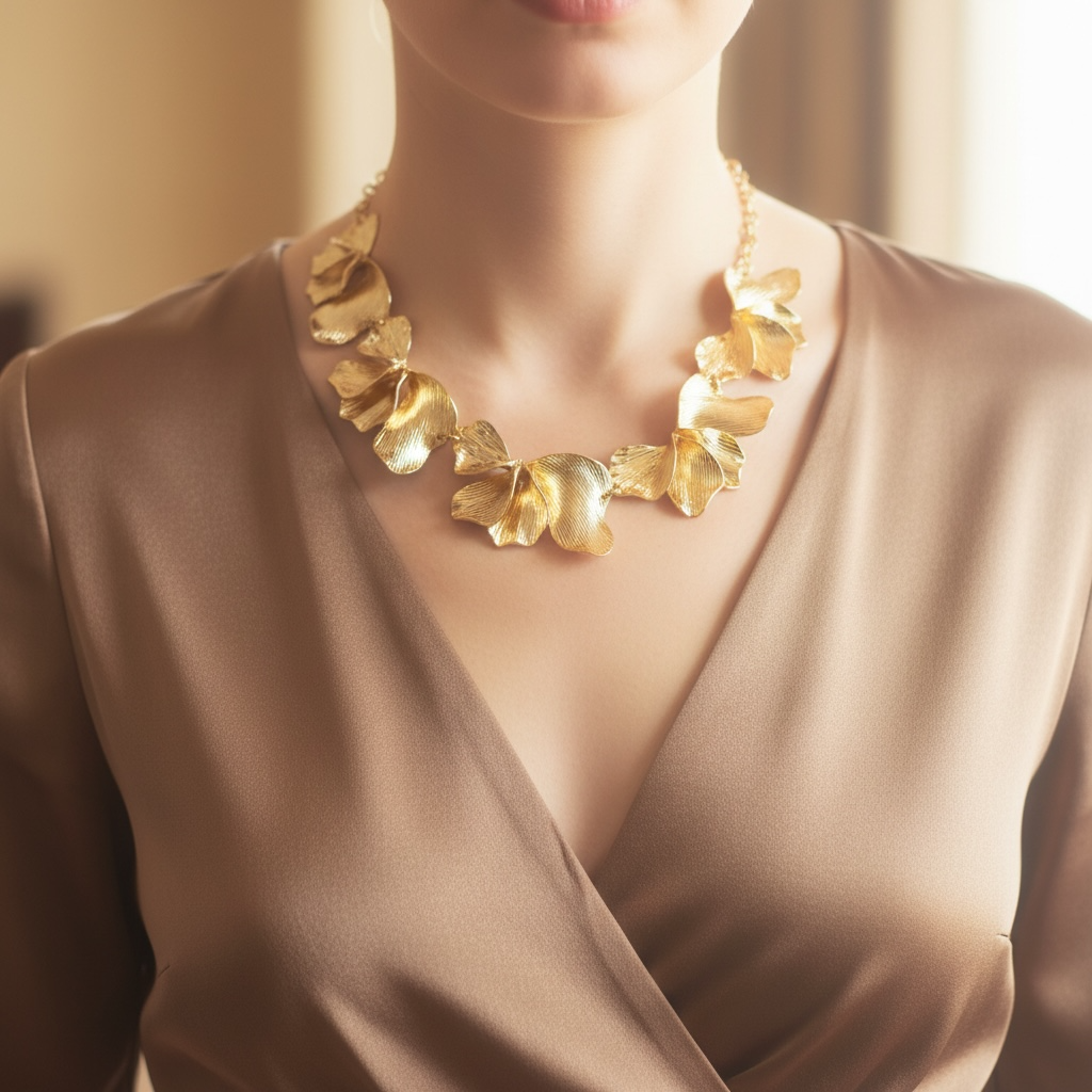 Gold Petal Statement Necklace