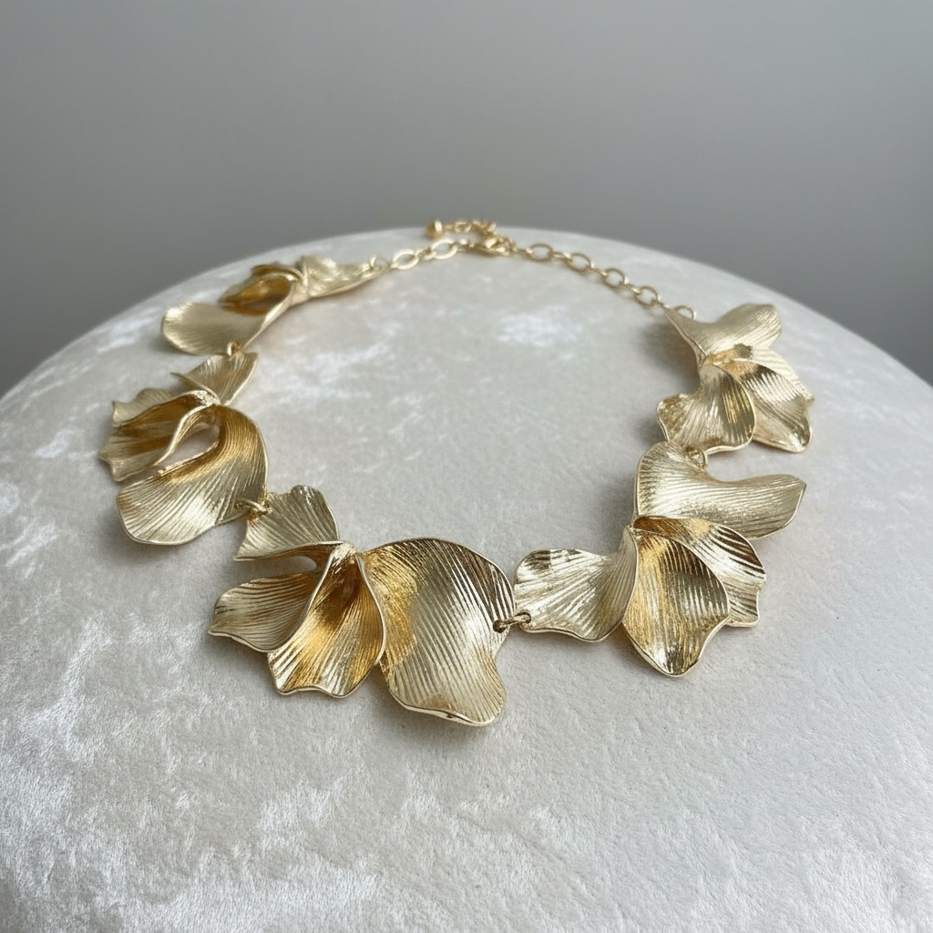 Gold Petal Statement Necklace