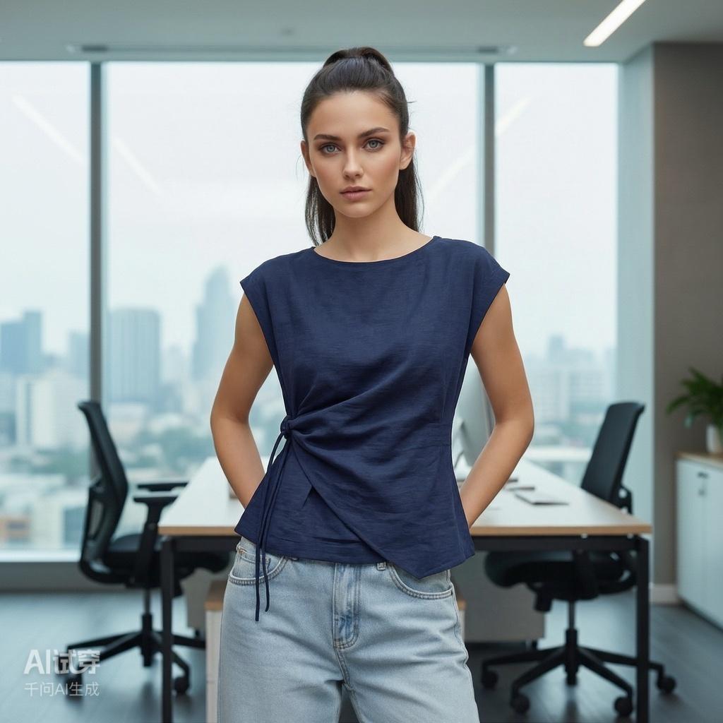 Waist-Tie Flutter Sleeve Top