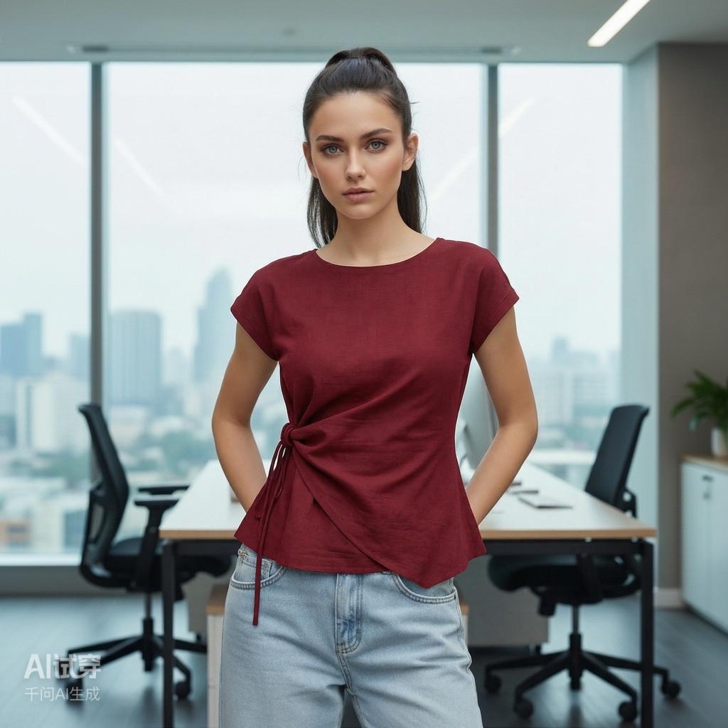 Waist-Tie Flutter Sleeve Top