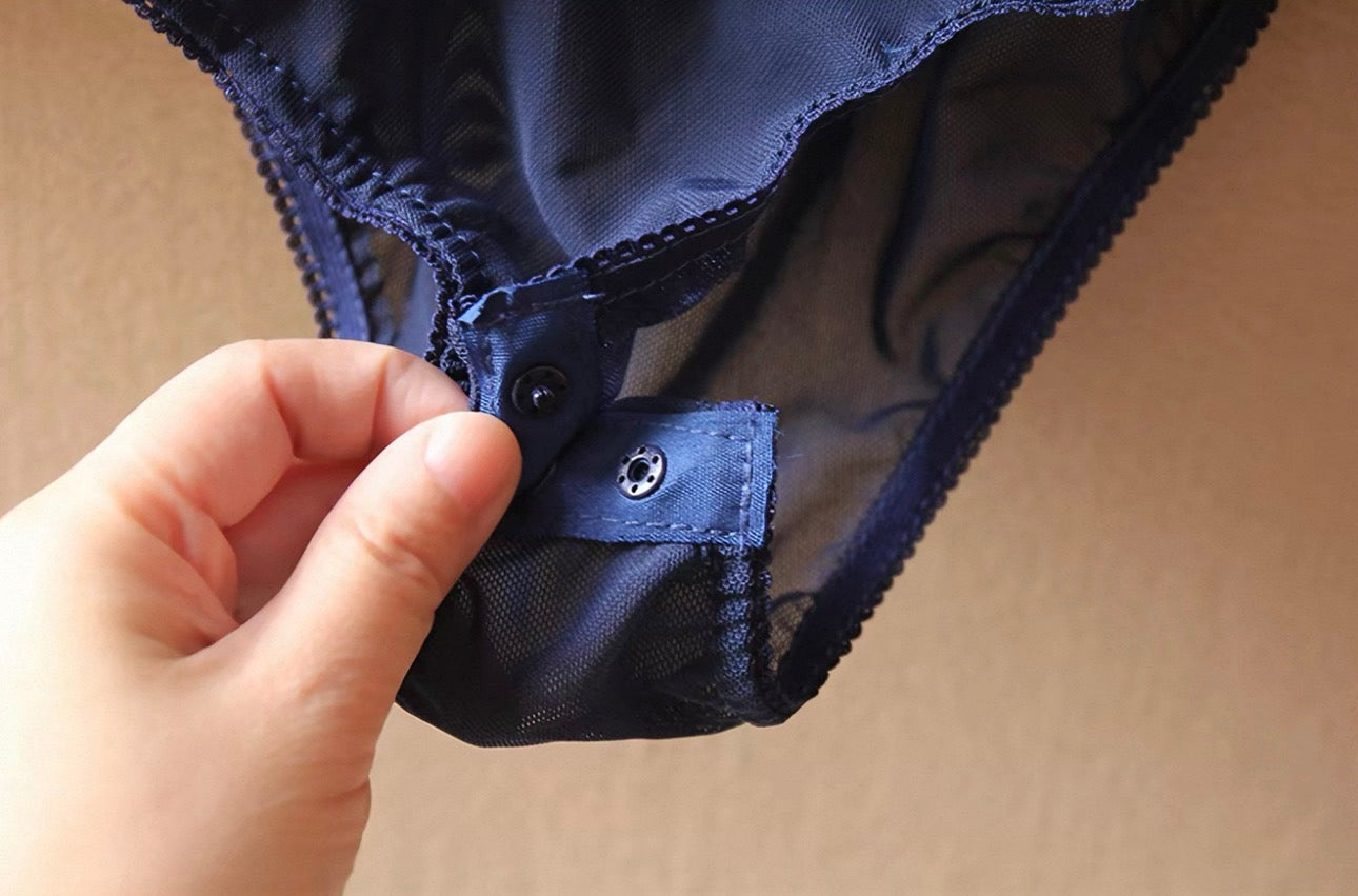 Navy Gold Lace-Trim Velvet Bodysuit - product shot