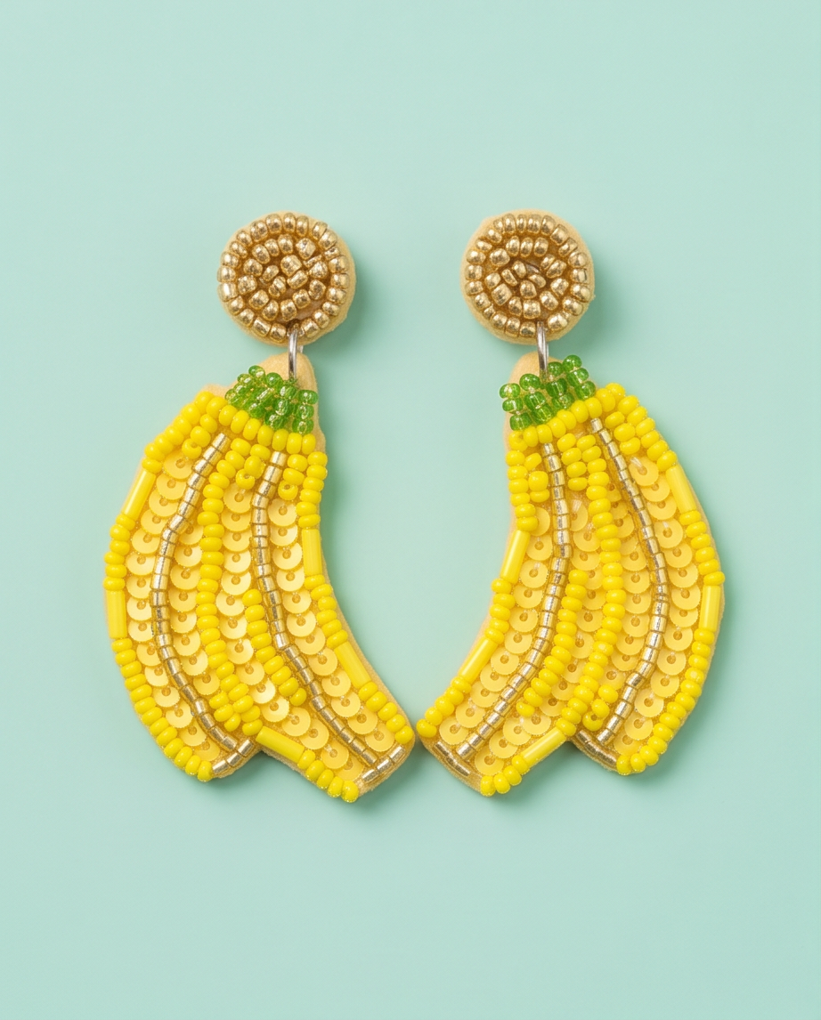 Banana Bunch Beaded Drop Earrings