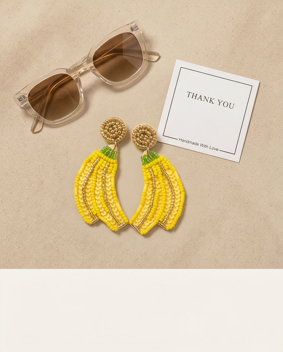 Banana Bunch Beaded Drop Earrings
