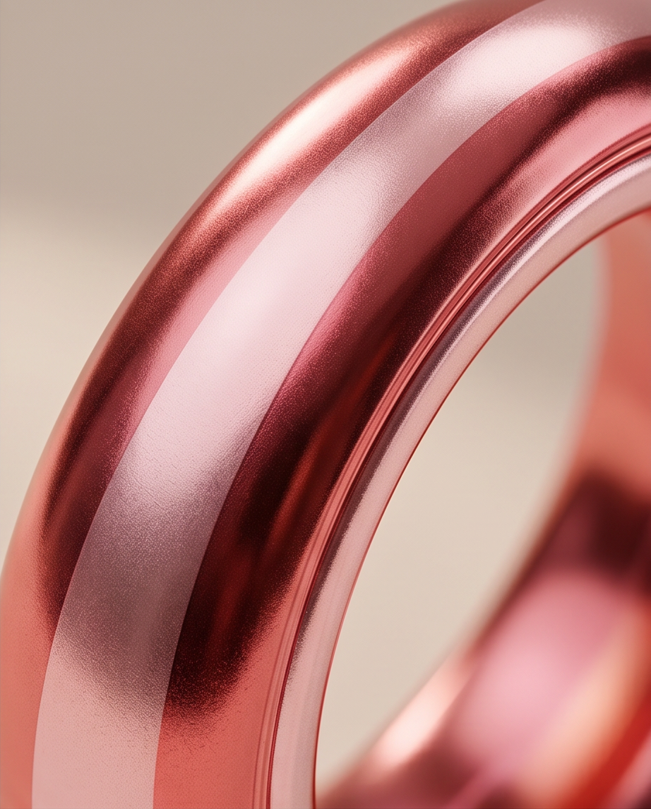 Close-up detail of rose gold chunky hoop surface finish