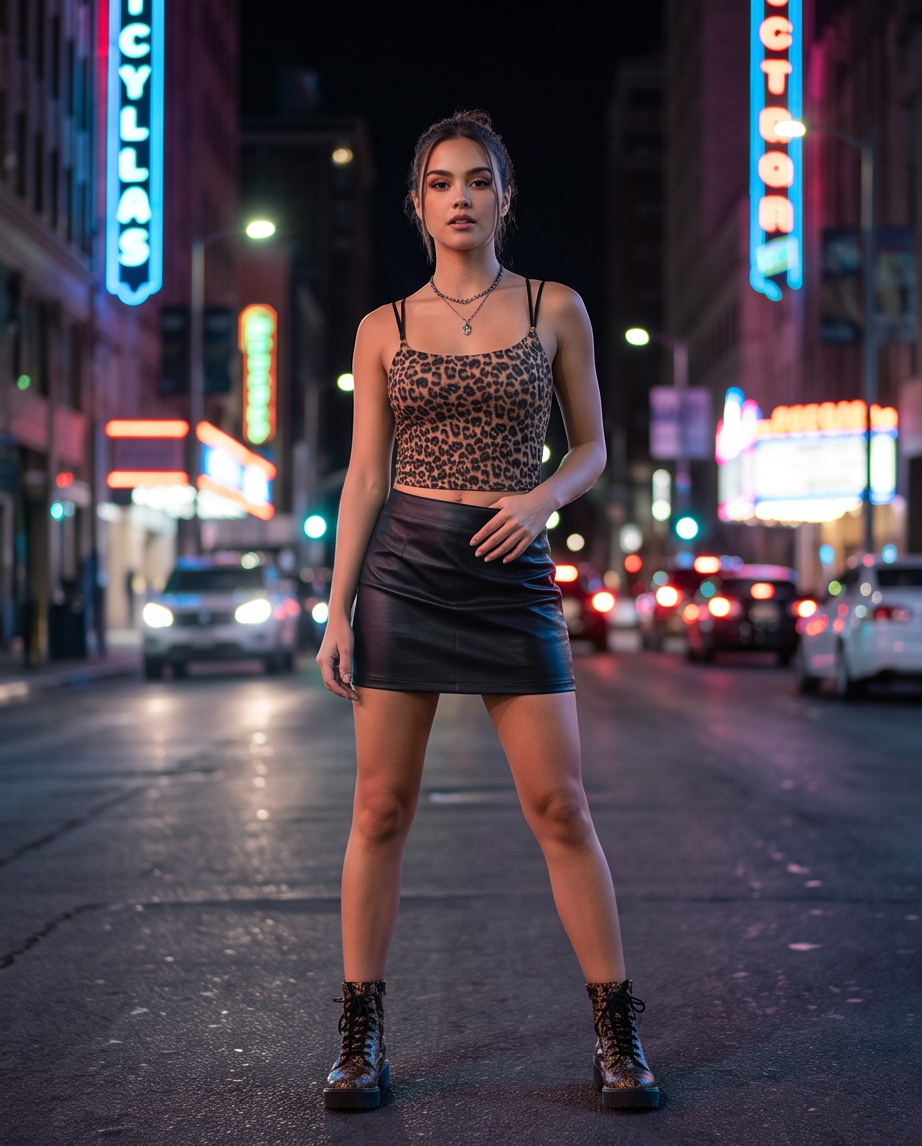 Leopard Print Spider Web Back Crop Cami Top