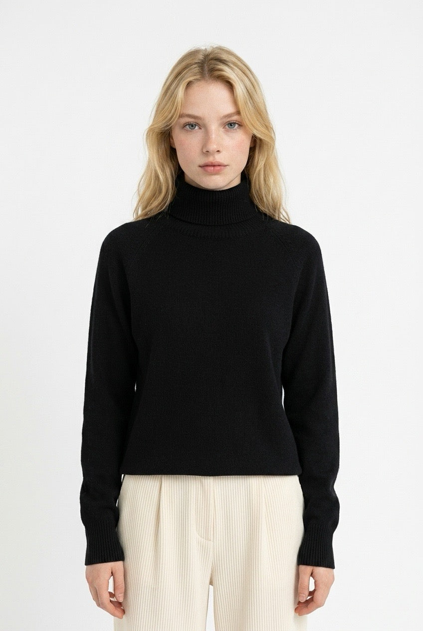 Relaxed Pure Australian Merino Wool Half-Turtleneck Knit Jumper