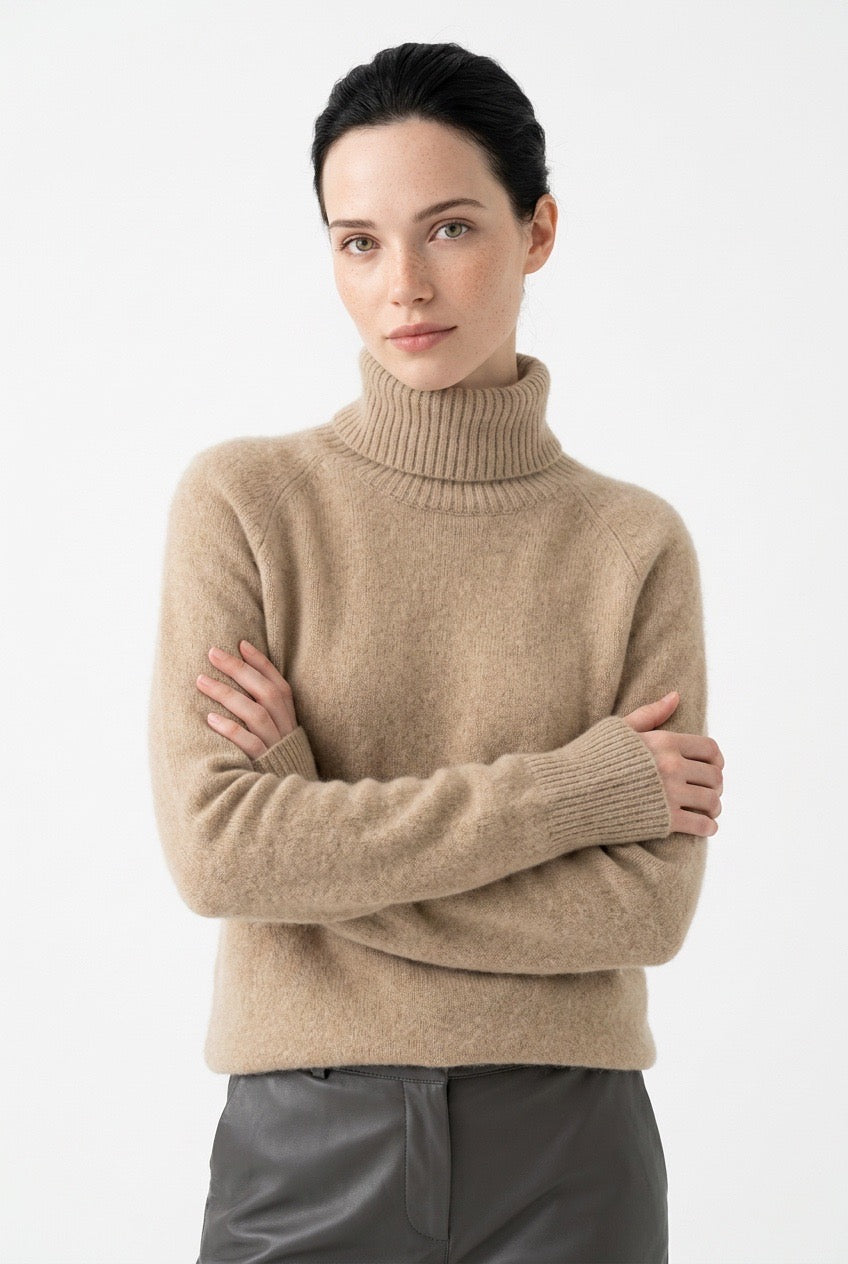 Relaxed Pure Australian Merino Wool Half-Turtleneck Knit Jumper