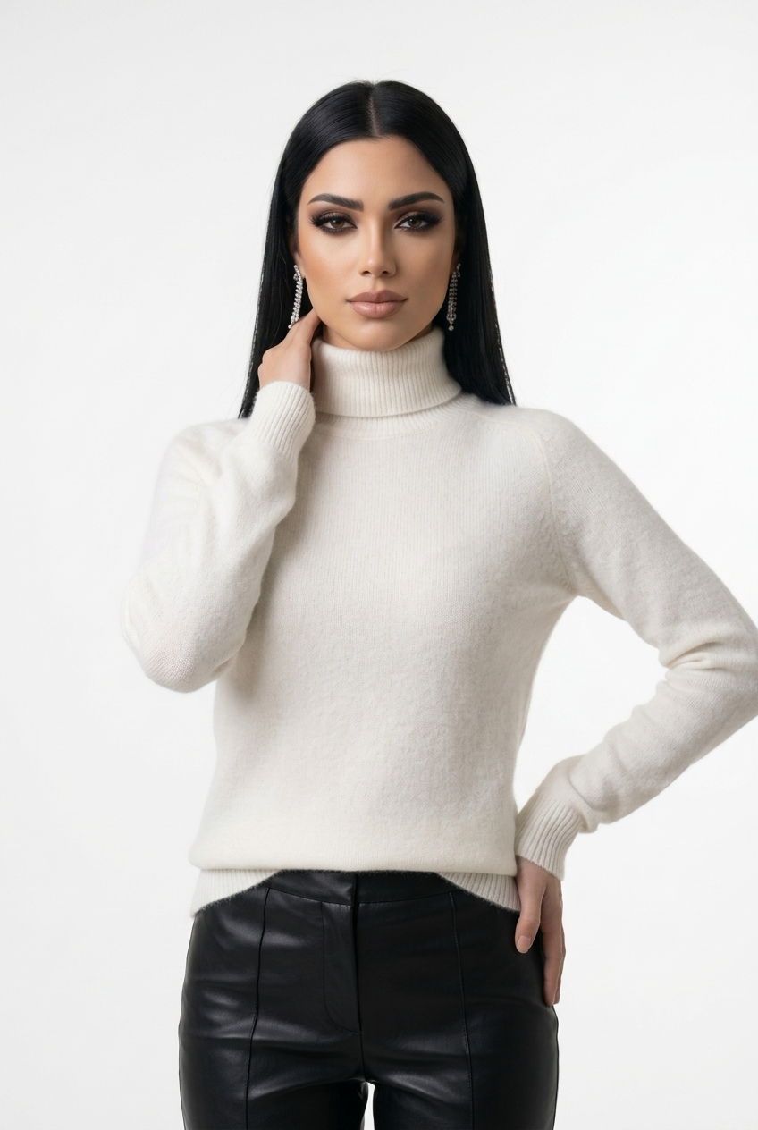 Relaxed Pure Australian Merino Wool Half-Turtleneck Knit Jumper