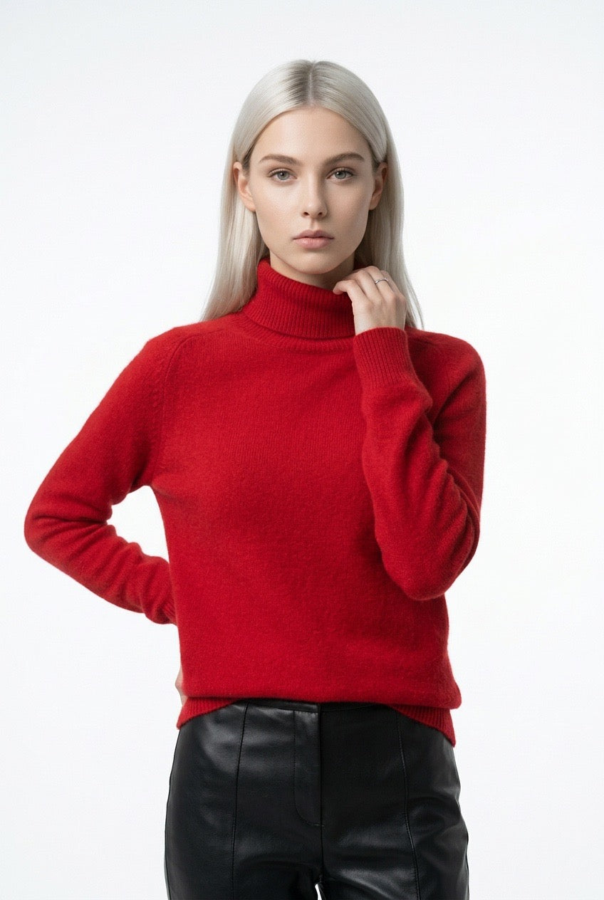 Relaxed Pure Australian Merino Wool Half-Turtleneck Knit Jumper