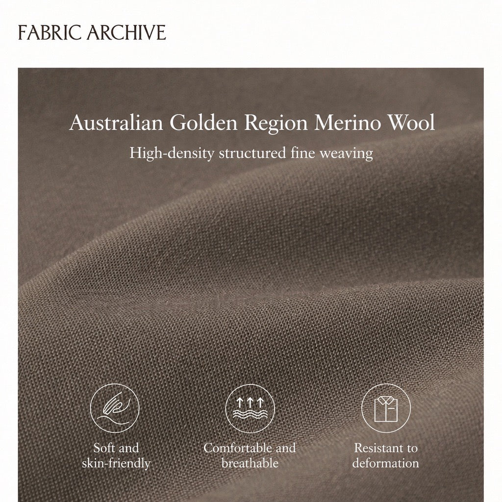 Pleated Wide-Leg Wool Trousers — Cuba Brown