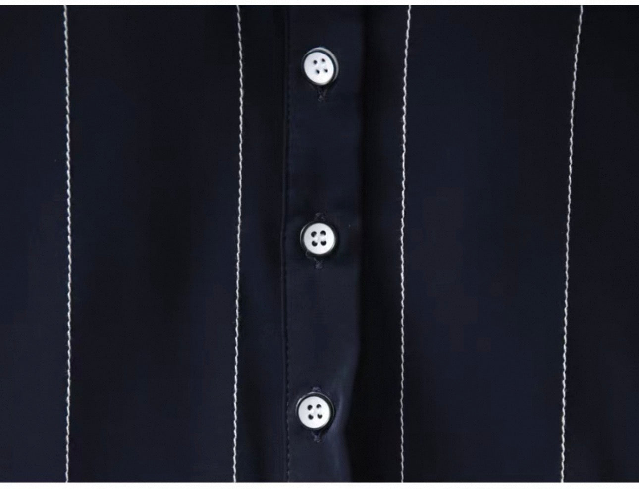 Navy Pinstripe Button-Up Shirt