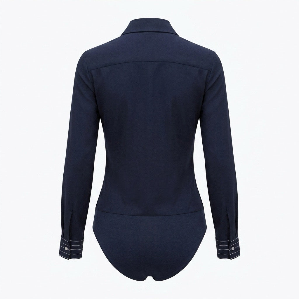 Navy Pinstripe Button-Up Shirt