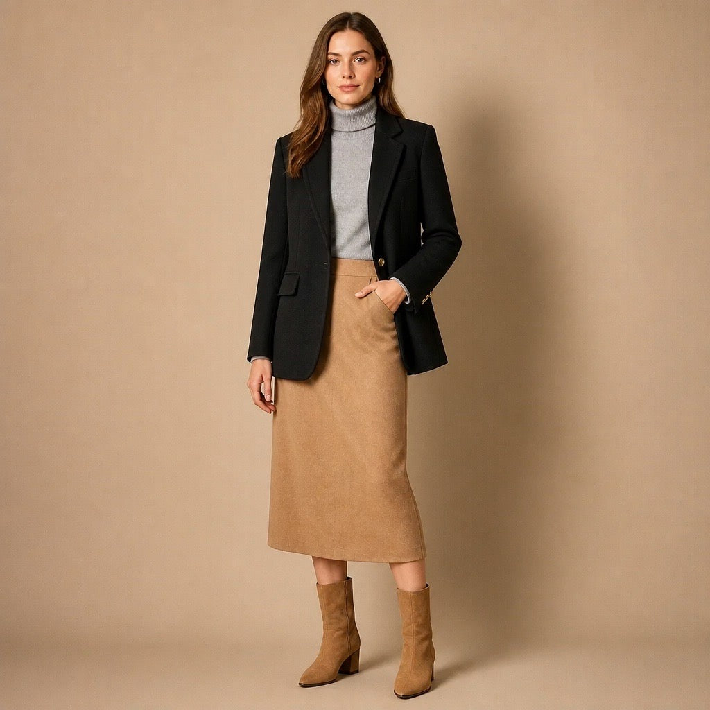 Charcoal Wool Gold-Button Blazer