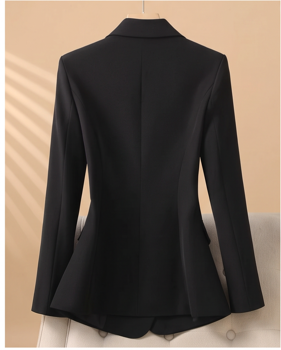 Size chart for Black Chain-Trim Double-Breasted Blazer