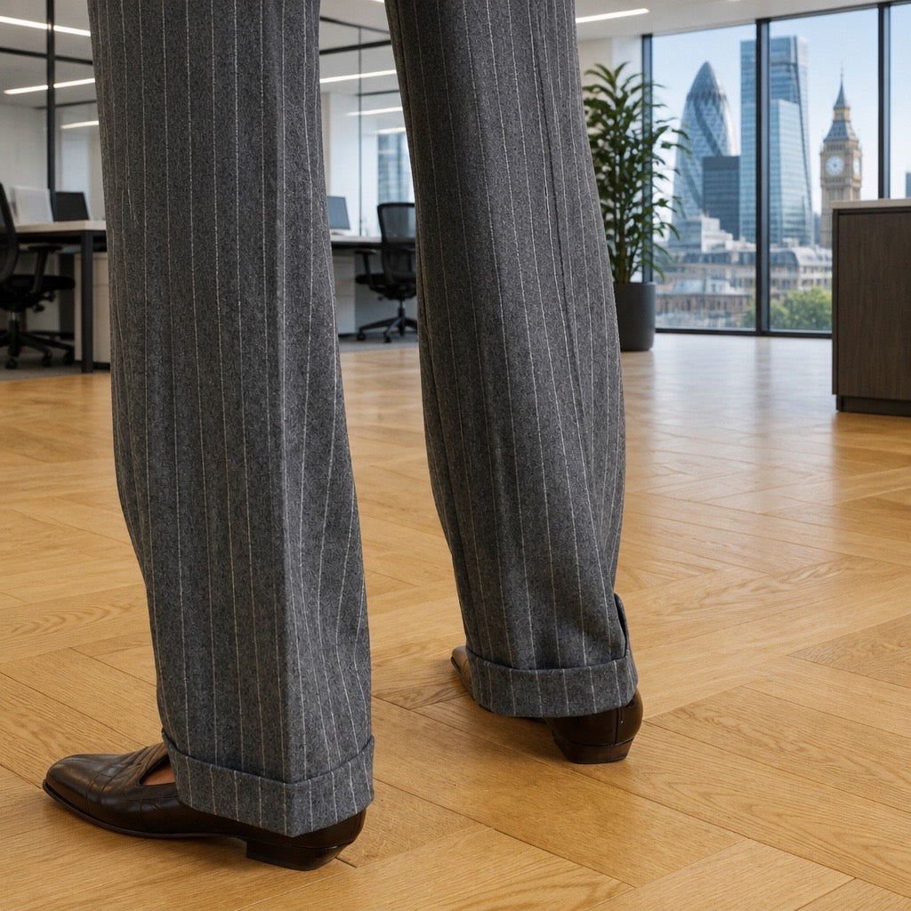 Light Grey Stripe Wool Blend Suit Set