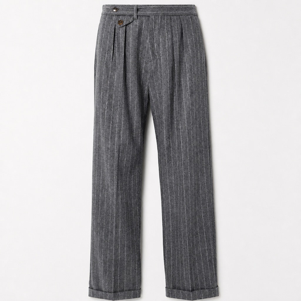 Light Grey Stripe Wool Blend Suit Set
