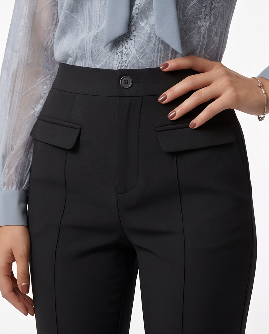 Black High-Waist Tapered Ankle Tailored Trousers
