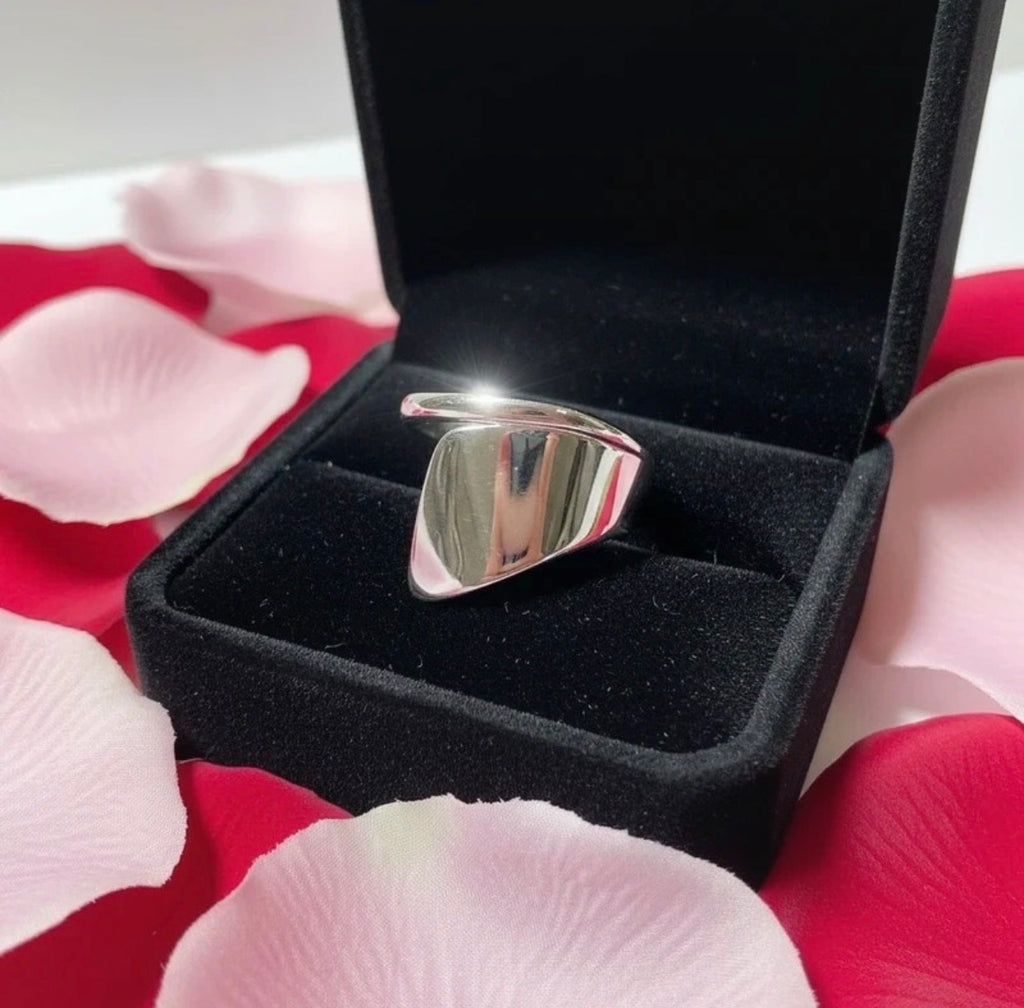 925 Sterling Silver Polished Shield Signet Adjustable Ring