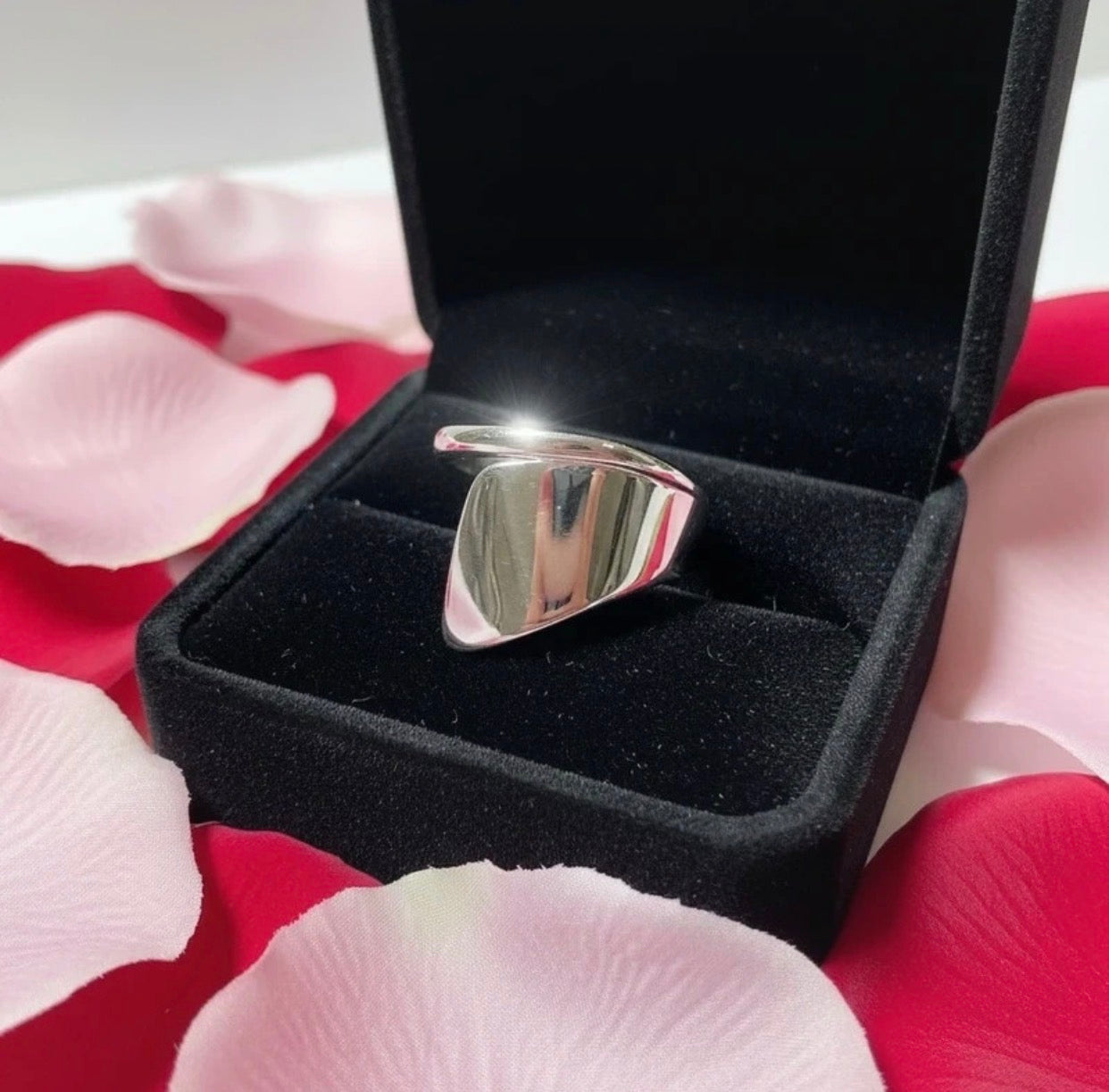 925 Sterling Silver Polished Shield Signet Adjustable Ring