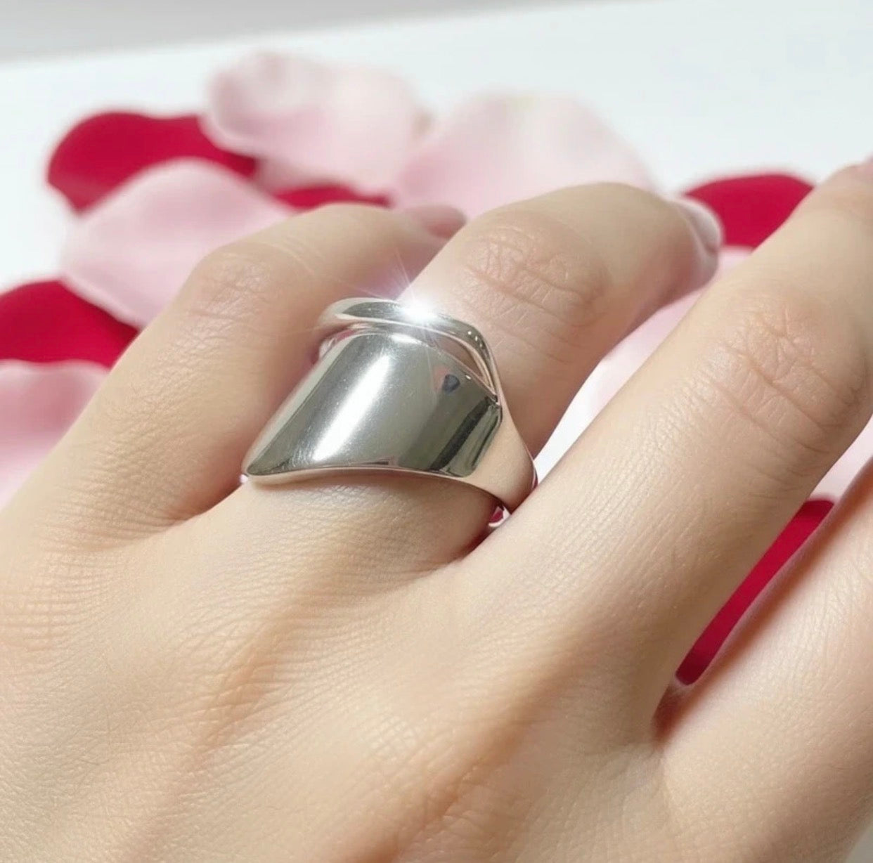 925 Sterling Silver Polished Shield Signet Adjustable Ring